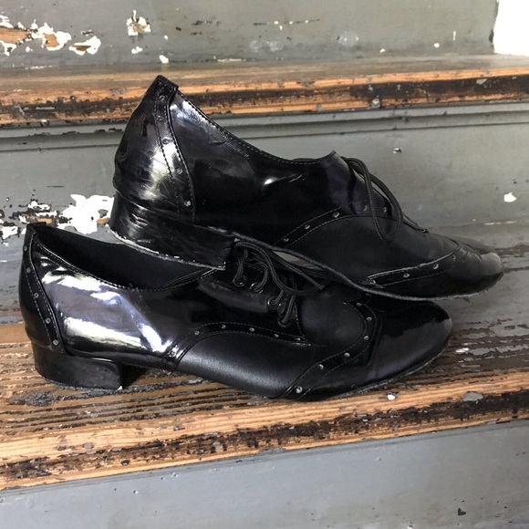 Black wingtip/spat style dance shoes - Picture 6 of 8